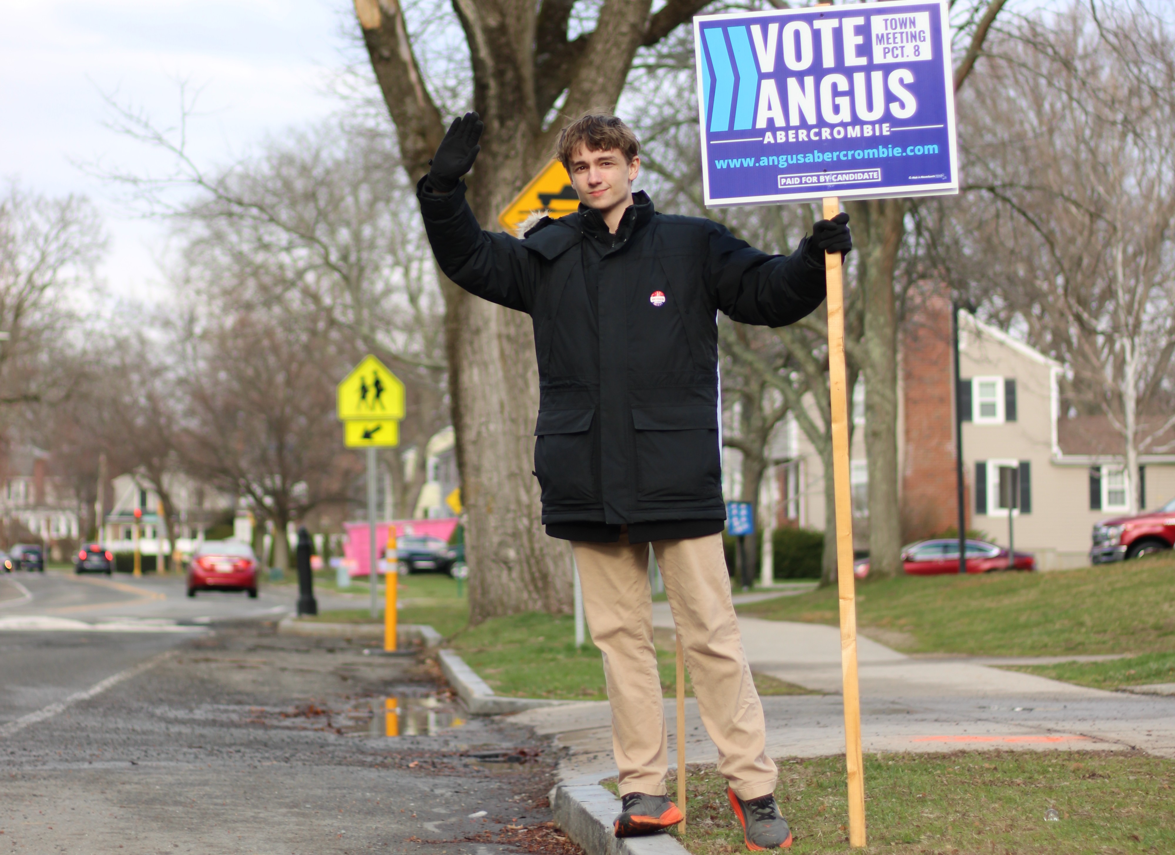Angus campaigning in Belmont